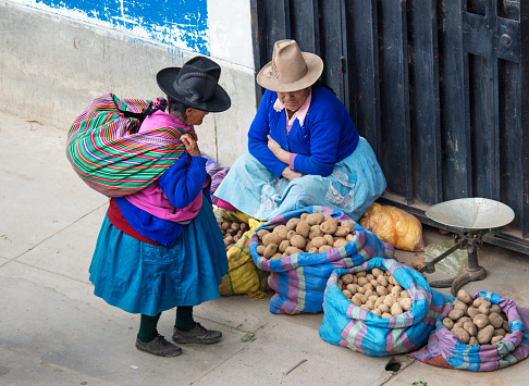 Huaraz, Peru - April 15, 2016: Peruvian woman on the street 