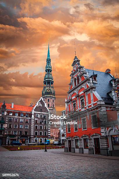 City Hall Square Stock Photo - Download Image Now - Riga, Architecture, Baltic Countries