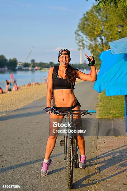 Girl With Bike Stock Photo - Download Image Now - Belgrade - Serbia, Outdoors, Bicycle Lane