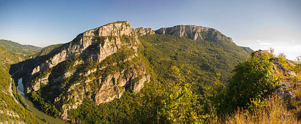 istock Panoramic view of gorge and mountains,  wide angle 589957468