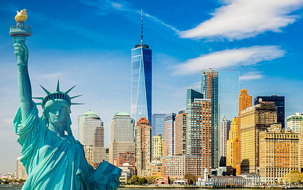 istock Statue of Liberty on a sunny day 589957896