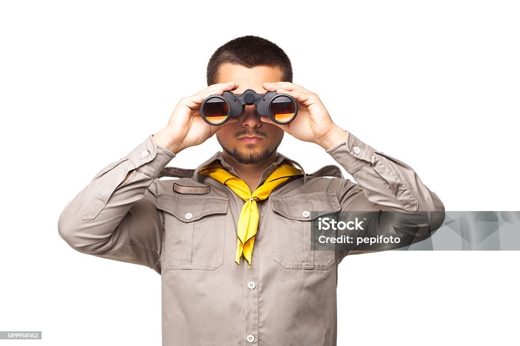 Scout con prismáticos - Foto de stock de Boy scout libre de derechos