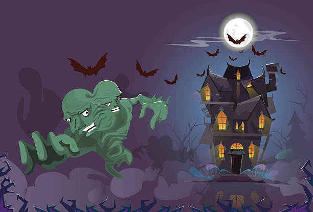 istock Happy Halloween Monster Night House Party Invitation Card 589959014