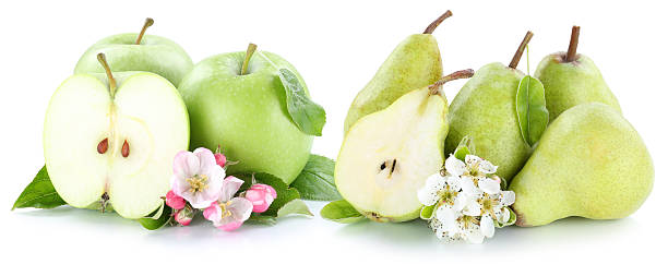 istock Apple and pear apples pears fresh green fruits slice isolated 589959088