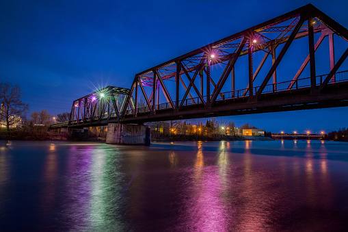 CP Rail Train Bridge at Night