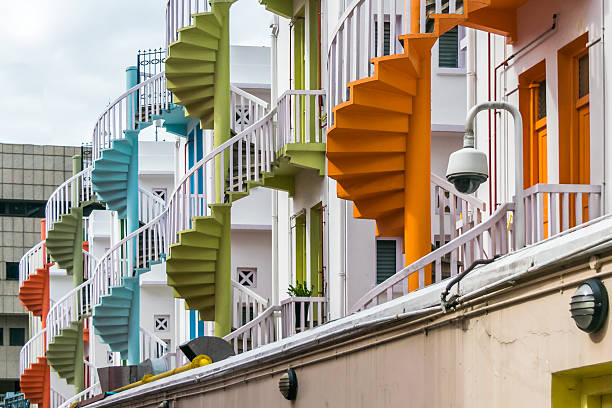 Color spiral staircase on Bugis street, Singapore