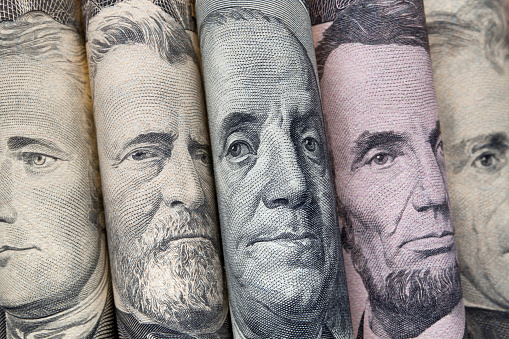 Retratos de los presidentes de los Estados Unidos en dollar bills photo