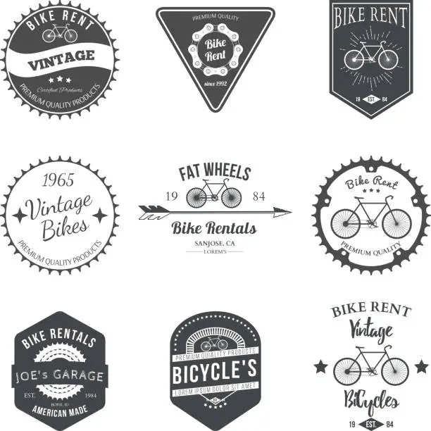 Vector illustration of Bike Rent Label and Badges Design. Vector