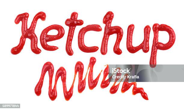The Word Ketchup Written With Ketchup Stock Photo - Download Image Now - American Culture, Blob, Cultures