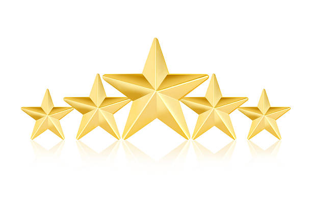 cinque stelle oro - first class star shape rank gold foto e immagini stock