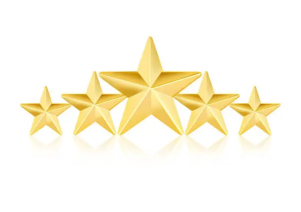 Five gold stars on white background