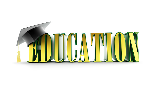 education and graduation cap isolated on a white background. 3d Illustrations