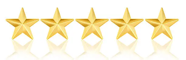 Five gold stars on white background