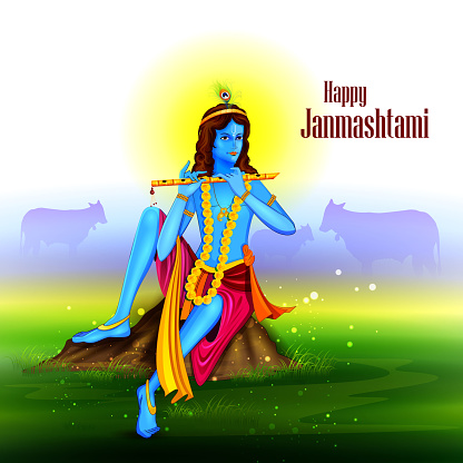 Free download of lord krishna with cow vector graphics and illustrations