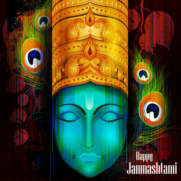 Happy Krishna Janmashtami easy to edit vector illustration of Happy Krishna Janmashtami background mahabharata stock illustrations