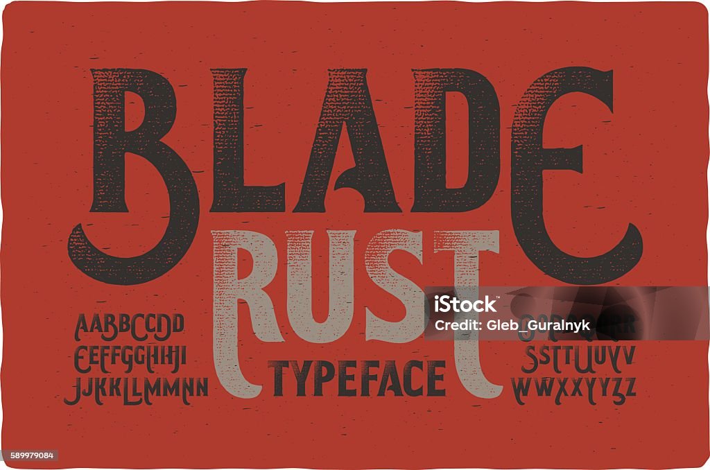 Rough vintage typeface on bloody dirty background - Royalty-free Texto datilografado arte vetorial