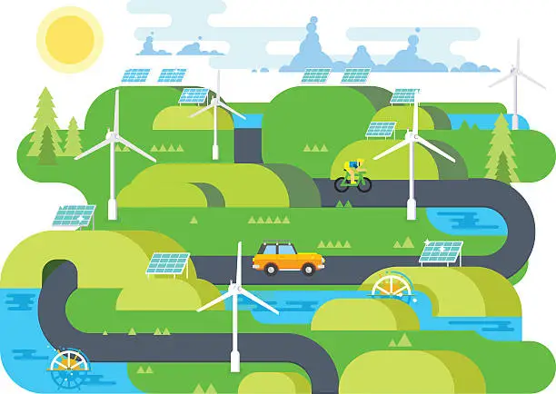 Vector illustration of Green energy flat design