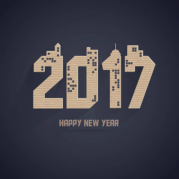 Typography cardboard design for new year 2017 vector art illustration