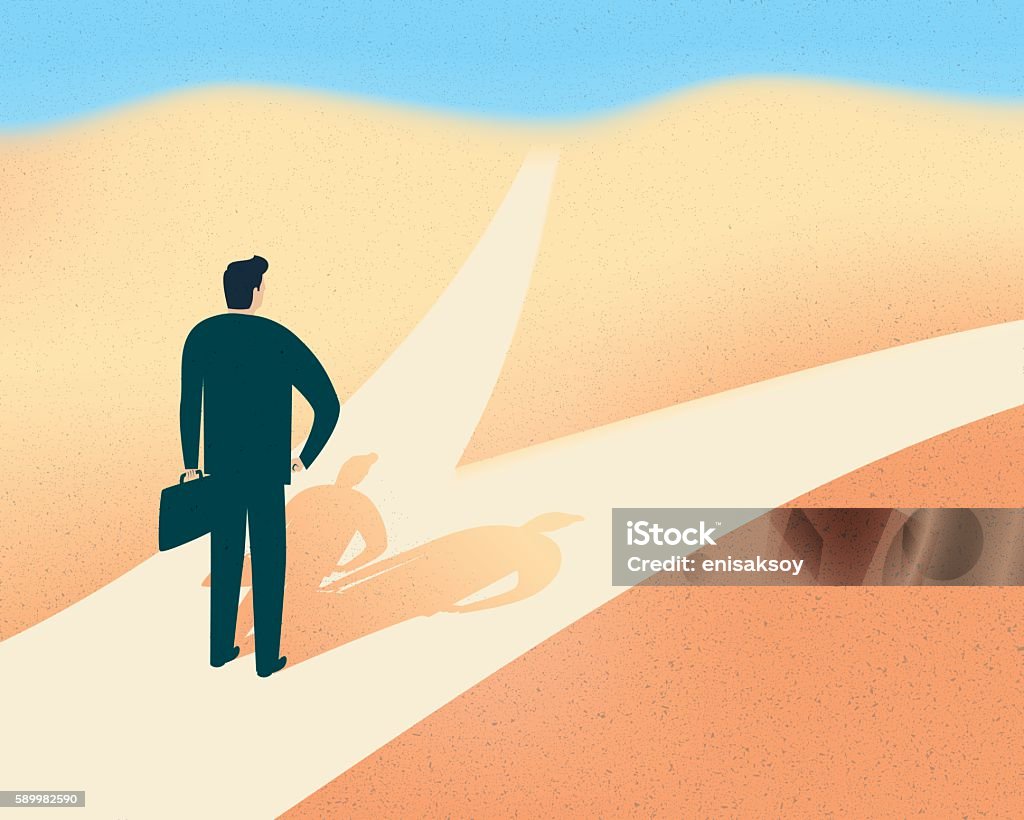 Two Man Shadow While Ragging Man With Two Shadows Each On A Different Road Stock Illustration ...