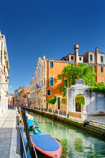 Early morning view of a quiet side canal in Venice