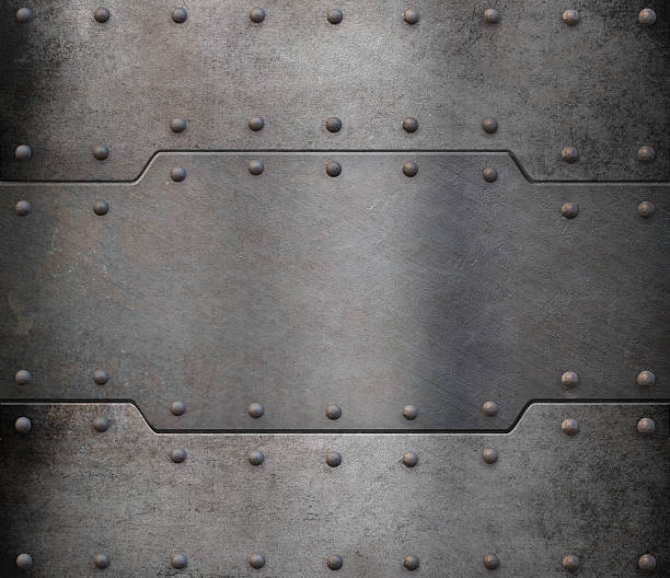 metal plate background old metal armour plate background with rivets ironclad stock pictures, royalty-free photos & images