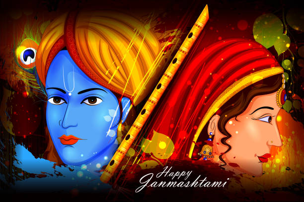 Happy Krishna Janmashtami Background Stock Illustration - Download Image  Now - Krishna, Radha, Celebration - iStock