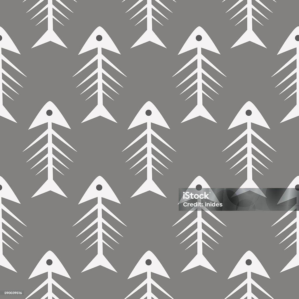 Fishbone monochrome seamless vector pattern. Fishbone monochrome seamless vector pattern. Grey and white fish bone textile pattern design. Animal Markings stock vector