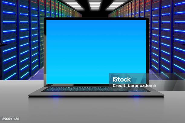 Data Computer Stock Image Laptop Computer And Data Center Stock Photo - Download Image Now - Big ...