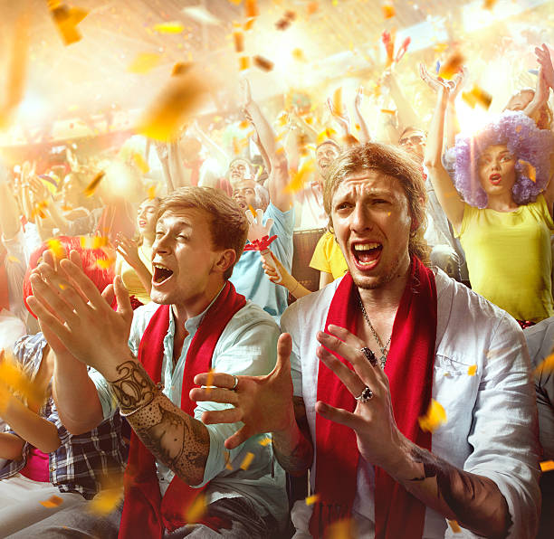Sport fans: Group of cheering fans