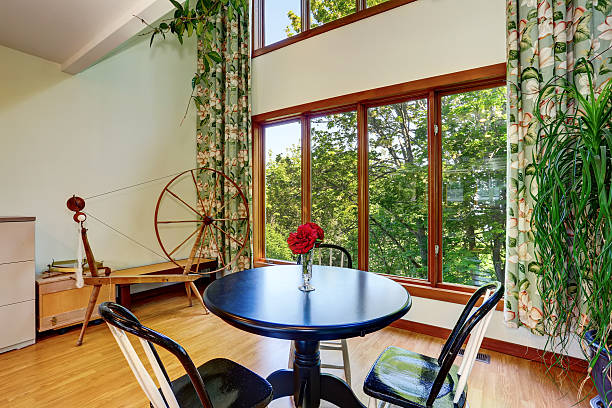 istock Traditional dining area with adorable curtains. 590042302