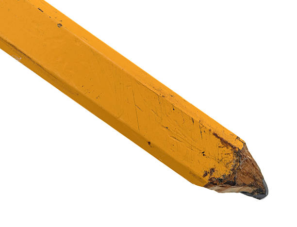 istock Used carpenter pencil on a white background 590042852