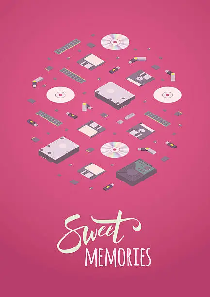 Vector illustration of Sweet memories vector decorating design