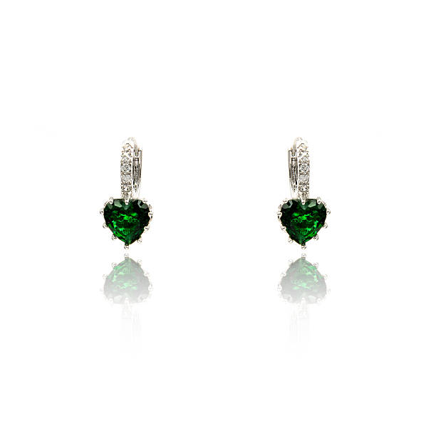 istock Pair of sapphire earrings isolated on white 590047038