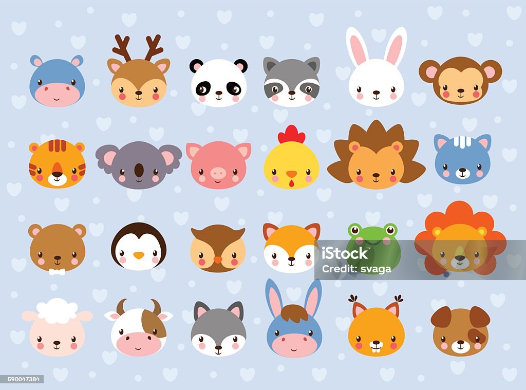 Big Vector Set With Animal Faces Stock Illustration - Download Image Now -  Animal, Human Face, Animal Head - iStock