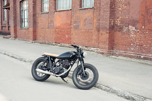 istock Vintage motorcycle in parking 590048266