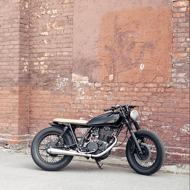 istock Vintage motorcycle in parking 590048392