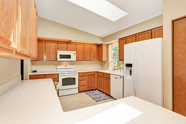 istock Kicthen in white tones with wooden cabinets 590049142