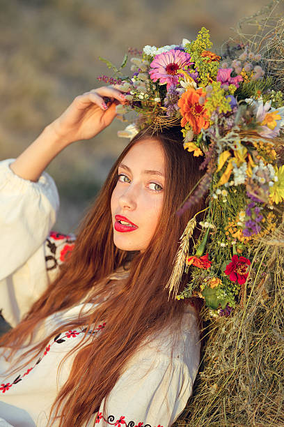 istock Beautiful girl in meadow 590050248