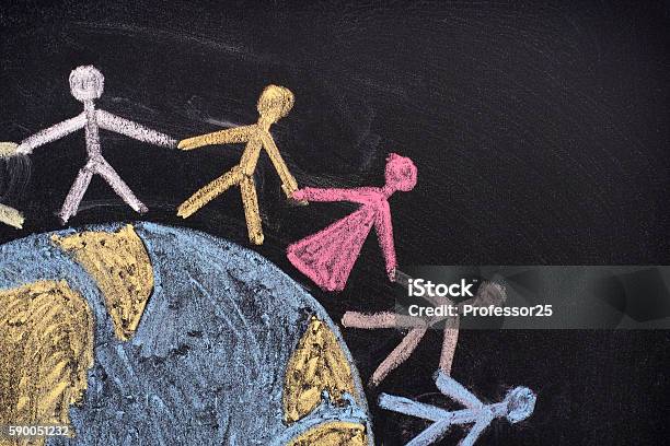 Group Of People Around The World Stock Photo - Download Image Now - Globe - Navigational Equipment, Charity and Relief Work, World Map