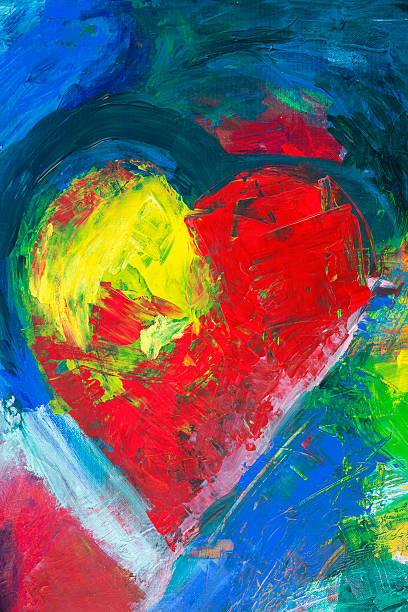 istock painting of Red, yellow  and blue abstract heart 590054744