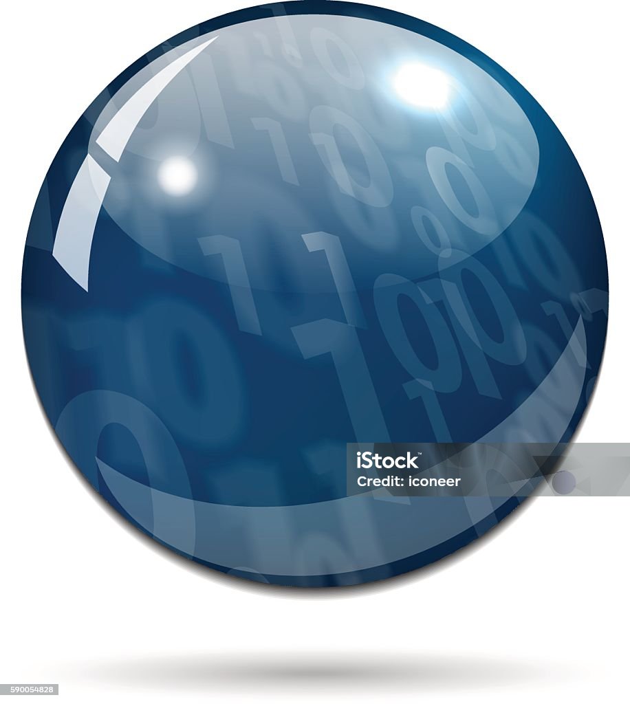 Glossy Dark Blue Button With Binary Code On White Background Stock ...