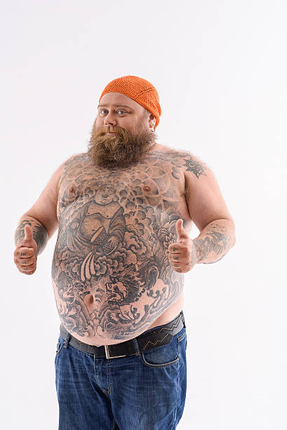 istock Fat bearded guy showing ok sign 590055158