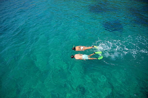 istock Couple snorkeling 590056192