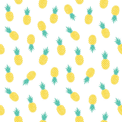 vector seamless pattern with pineapples on white background