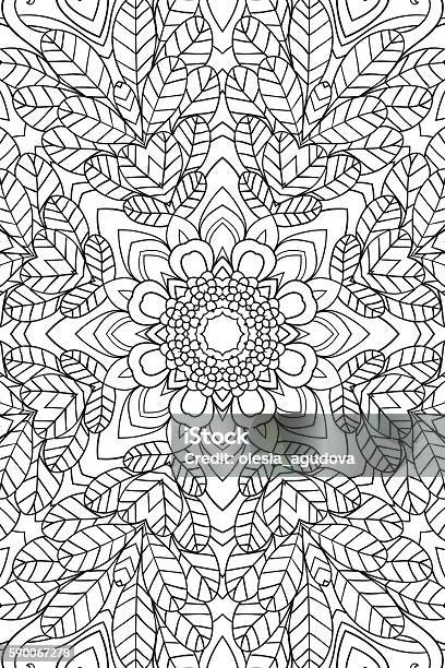 Mandala Background Ethnic Decorative Elements Hand Drawn Coloringg Book For Stock Illustration - Download Image Now