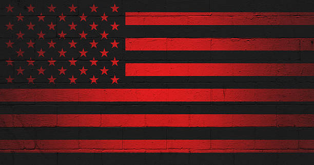 istock American Anarchist Flag painted on a wall 590067902