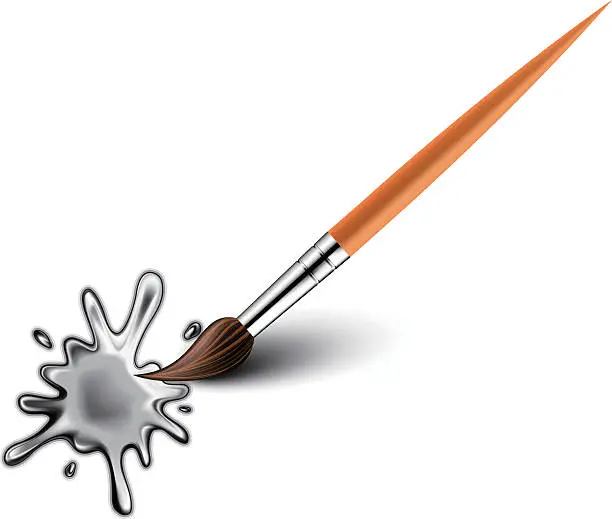Vector illustration of Art brush with  drops