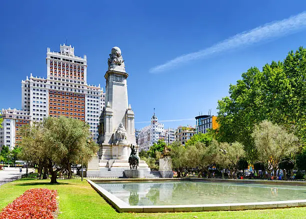 Photo of View of the Cervantes monument and the Spain Building (Edificio