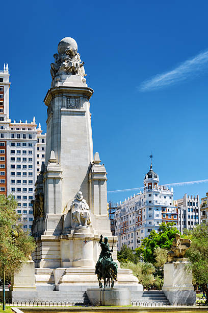 istock The Cervantes monument on the Square of Spain 590069124