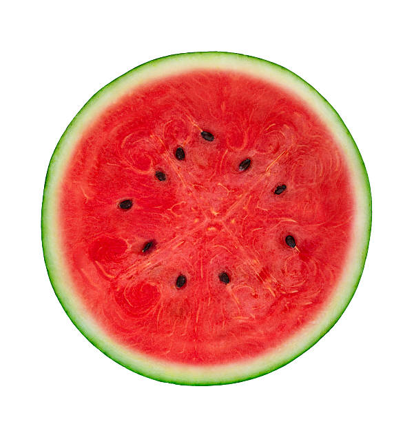 istock half of watermelon isolated on white background. 590069370